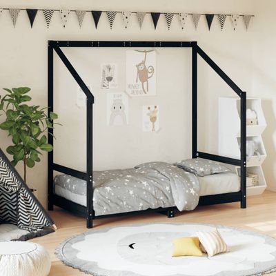 vidaXL Rám detskej postele čierny 80x160 cm masívna borovica