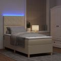 vidaXL LED box s pružinami s čelnou doskou Krémová 100 x 200 cm látka