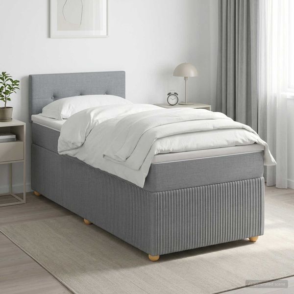 vidaXL Posteľ boxspring s matracom Svetlosivá 90 x 190 cm Látka