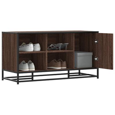 vidaXL Lavica na topánky hnedý dub 100x40x53,5cm kompozitné drevo+kov