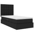 vidaXL Postel s úložným prostorem a matrací Čierna 90 x 200 cm látka
