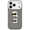 Karl Lagerfeld FW zrnitá Karl & Choupette hlavy špendlíky a logá puzdro pre iPhone 17 Pro sivá
