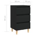 vidaXL Nočné stolíky 2 ks nohy z masívneho dreva čierne 40x35x69 cm