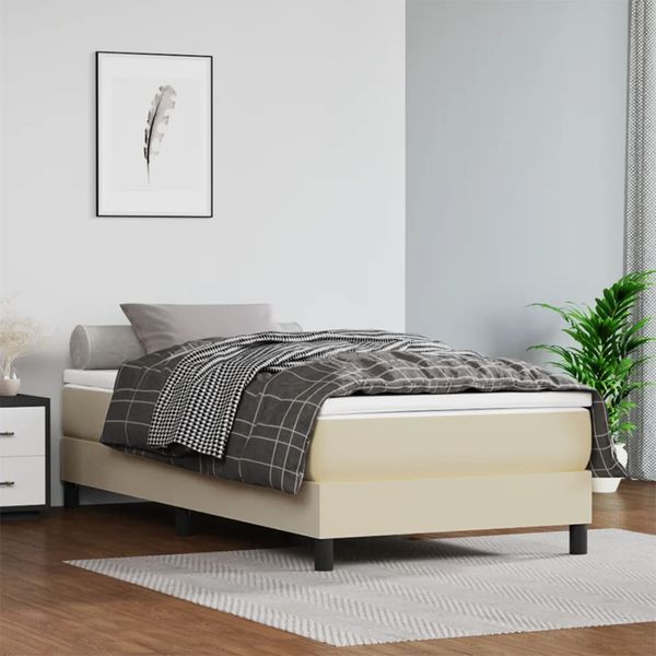 vidaXL Posteľný rám s boxspringom krémový 90x200 cm umelá koža
