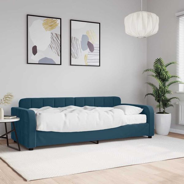 vidaXL Denná posteľ s matracom modrá 80x200 cm zamat