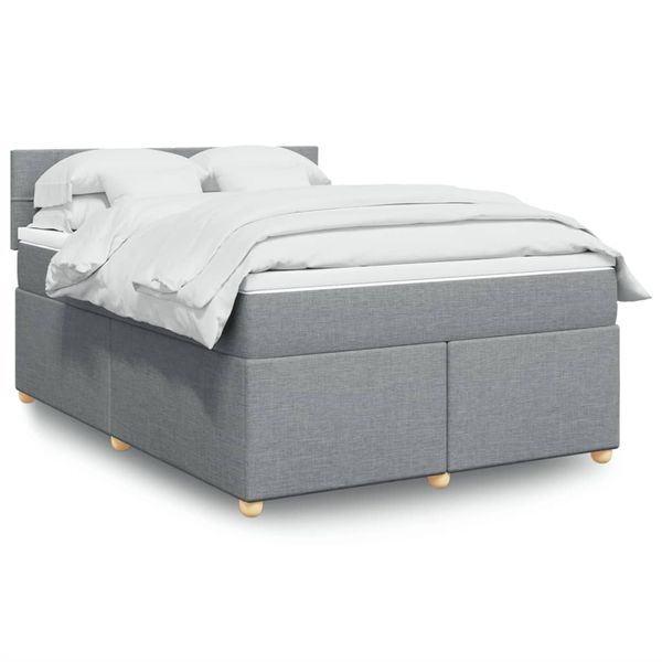 vidaXL Boxspring posteľ s matracom bledosivá 140x200 cm látka