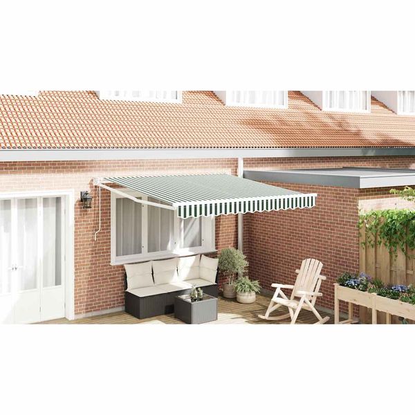 vidaXL Markíza Zelená a biela 350 x 250 cm Polyester a kov