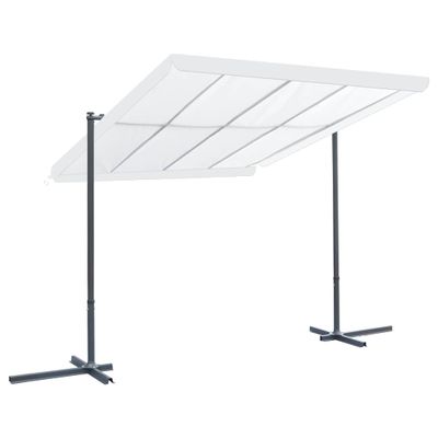 vidaXL Altánok so sklápacou výsuvnou strechou 350x253x196 cm, krémový