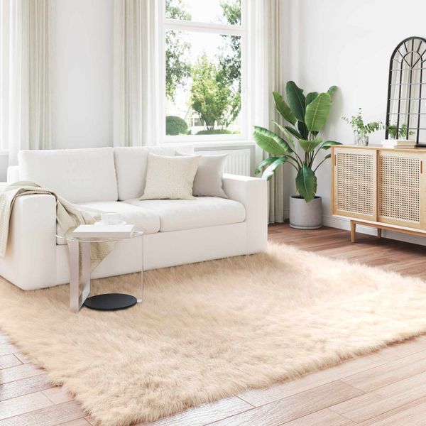 vidaXL Koberec z umelého ovčieho kožucha TAFALLA Béžová 240 x 240 cm