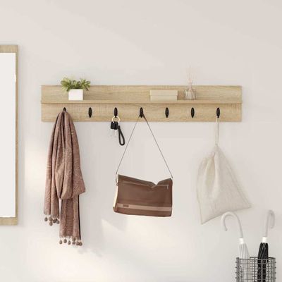vidaXL Vešiak na stenu Sonoma dub 100 x 10,5 x 18 cm Kompozitné drevo