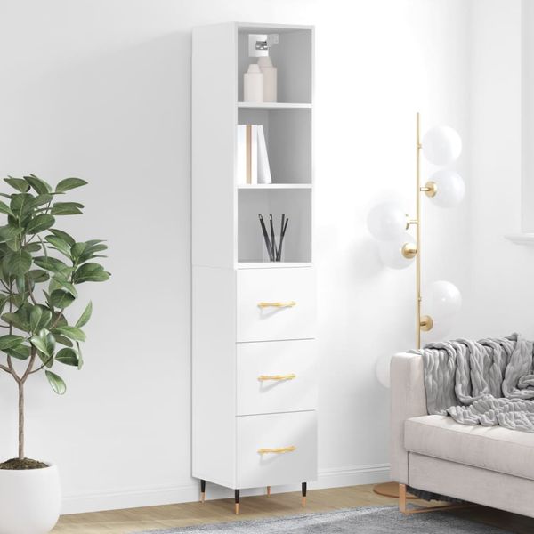 vidaXL Vysoká skrinka biela 34,5x34x180 cm spracované drevo