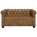 vidaXL Pohovka Chesterfield, 2-miestna, umelá koža, hnedá