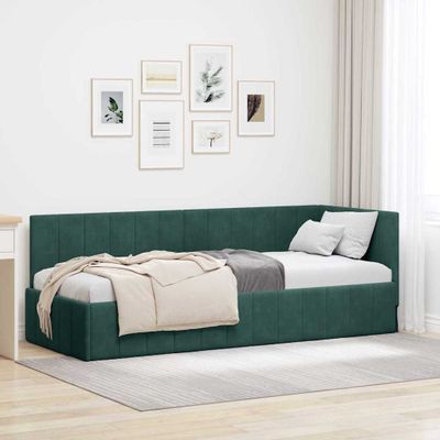 vidaXL Rohový rám postele Tmavozelená 80 cm x 200 cm Zamat