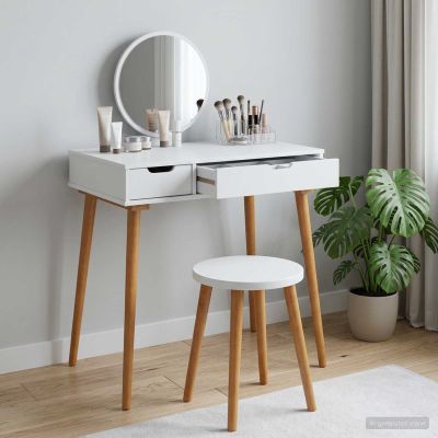vidaxl Toaletný stolík FAUSKE Biela 76 x 50 x 78 cm