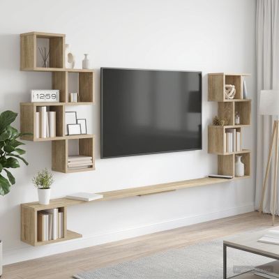 vidaXL Nástenná polica na TV Dub sonoma 160 x 15 x 94 cm