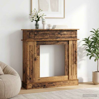 vidaXL Rám krbu Staré drevo 102 x 26 x 100 cm Kompozitné drevo