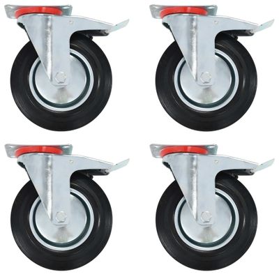 vidaXL Otočné kolieska s dvojitou brzdou 4 ks, 200 mm