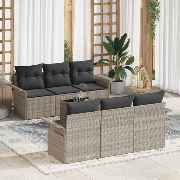 vidaXL Súprava záhradných pohoviek 7 pcs Svetlo šedá a tmavo šedá