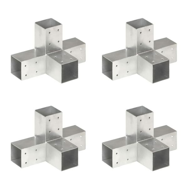 vidaXL Trámové spojky 4 ks v tvare X 71x71 mm pozinkovaný kov