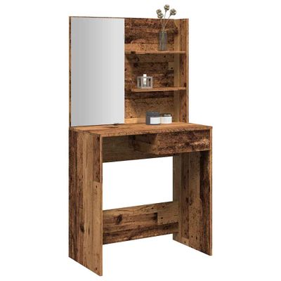 vidaXL toaletný stolík so zrkadlom Old Wood 74,5x40x141 cm