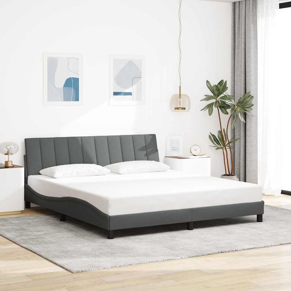 vidaXL Rám postele bez matraca Hanko tmavosivá 180x200 cm látka