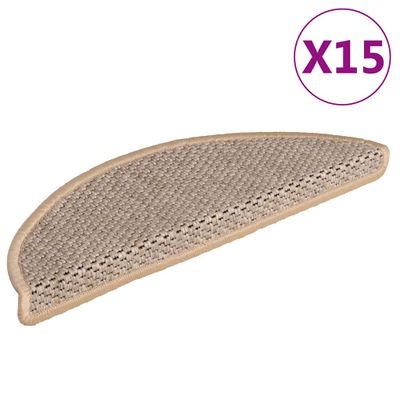vidaXL Samolepiace nášľapy na schody vzhľad sisalu 15 ks 56x17x3 cm