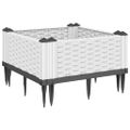 vidaXL Záhradný kvetináč s kolíkmi biely 42,5x42,5x28,5 cm PP