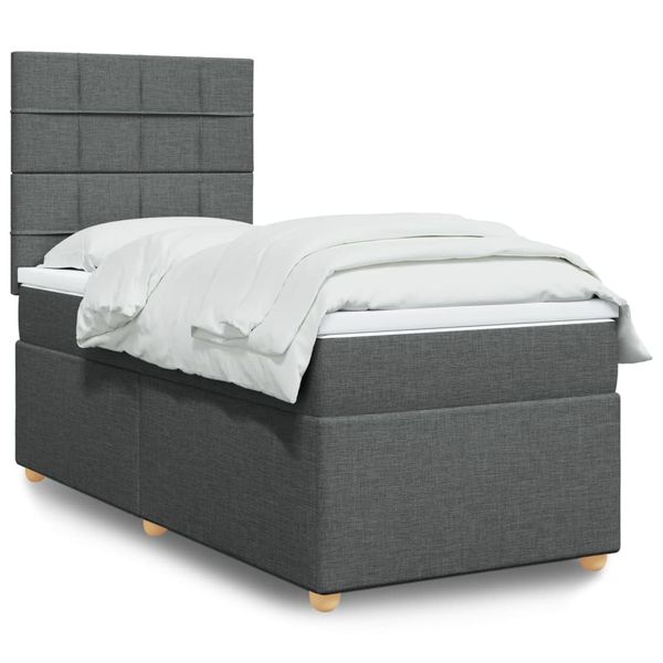 vidaXL Boxspring posteľ s matracom tmavosivá 90x200 cm látka