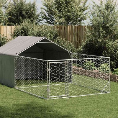 vidaXL Vonkajšia búda pre psov s výbehom, 7x2x1,5 m, pozinkovaná oceľ