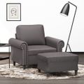 VidaXL Kreslo s podnožkou sivé 60 cm umelá koža