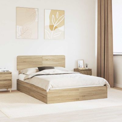 vidaXL Úložná posteľ Sonoma dub 140 x 190 cm Kompozitné drevo