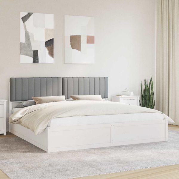 vidaXL Rám postele s čalúneným čelom Svetlosivá 200 x 200 cm