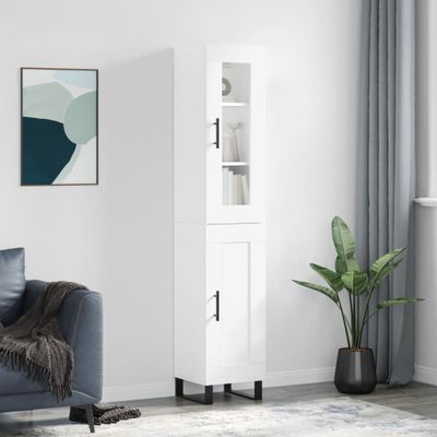 vidaXL Vysoká skrinka biela 34,5x34x180 cm spracované drevo