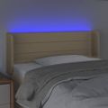 vidaXL Čelo postele s LED krémové 93x16x78/88 cm látka
