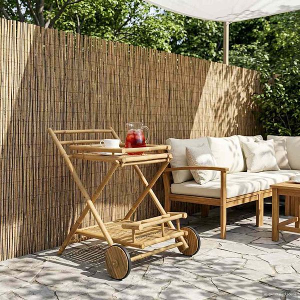 vidaXL Čajový vozík na kolieskach Prírodná 79 x 67.5 x 84 cm Bambus
