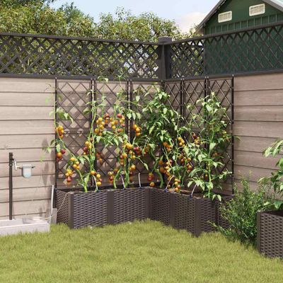 vidaXL Záhradný kvetináč 5 pcs Hnedá 120 x 120 x 142 cm Plast