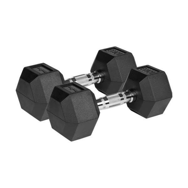 Pogumované litinové činky HEX 2x10 kg REBEL ACTIVE RBA-2325-10