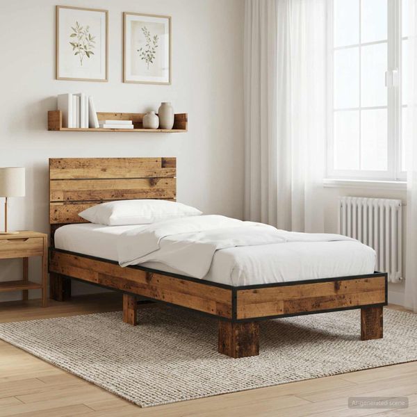 vidaXL Rám postele s čelom Staré drevo 80 x 200 cm Kompozitné drevo