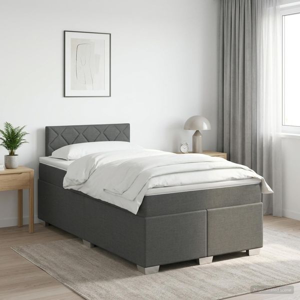 vidaXL Posteľ boxspring s matracom Tmavosivá 120 x 190 cm Látka