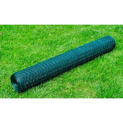 vidaXL Drôtené pletivo s vrstvou PVC 25x0,5 m, zelené