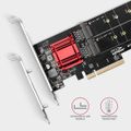 AXAGON PCEM2-ND, PCIe x8 riadič - 2x M.2 NVMe M-kľúčový slot, RAID, podpora desiek bez bifurkácie, vč. LP Radic, PCIe x8, pre 2x M.2 SSD, NVMe M-Kľúč, podpora RAID, včetne low profile záslepky