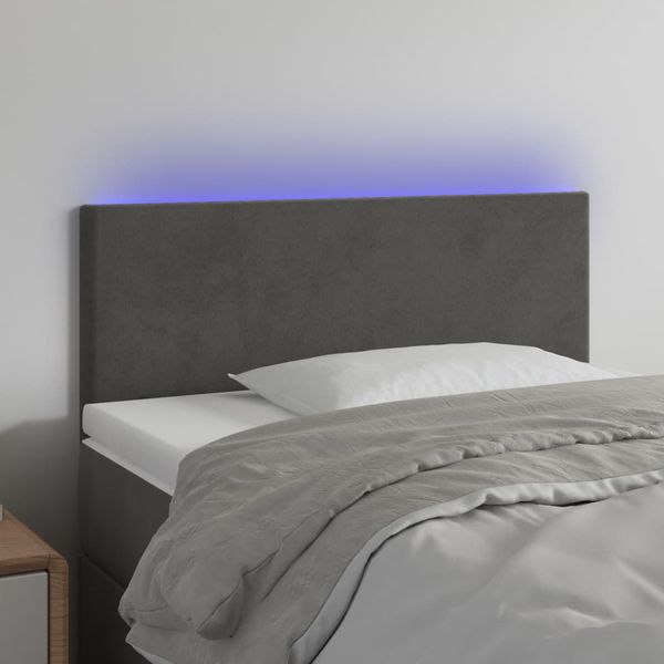 vidaXL Čelo postele s LED tmavosivé 100x5x78/88 cm zamat