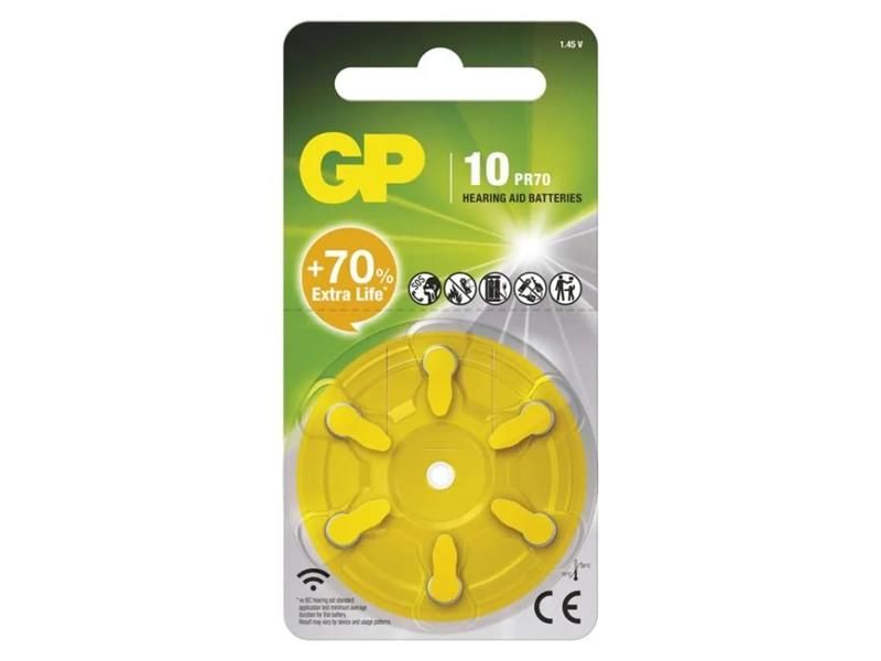 Batérie do načúvacích prístrojov GP ZA10 (PR70) 6 ks