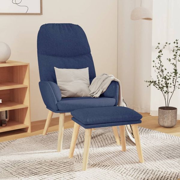 vidaXL Relaxačné kreslo s podnožkou modré látka
