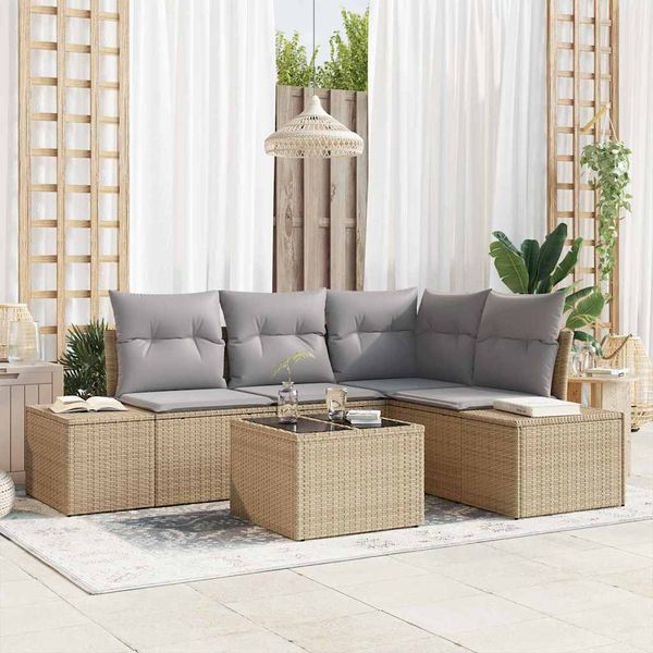 vidaXL Súprava záhradných pohoviek 5 pcs Béžová polyratan