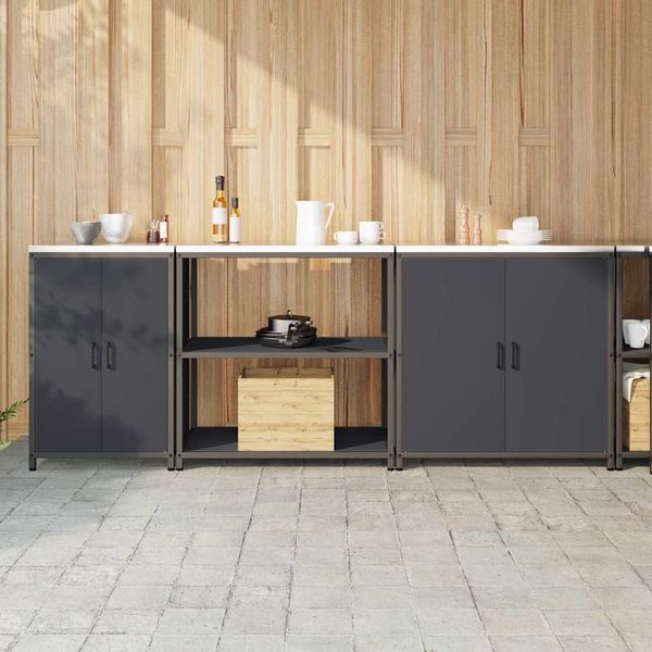 vidaXL Kuchynský úložný set HATTEM 3 pcs Antracitová