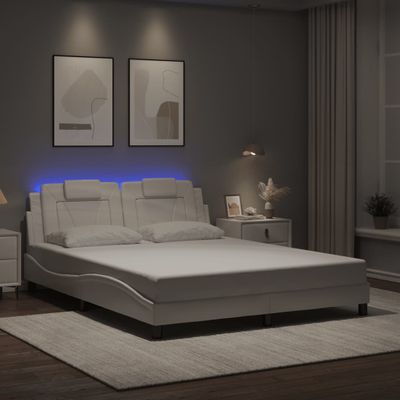vidaXL Rám postele Viana s LED bez matraca biely 160x200 cm