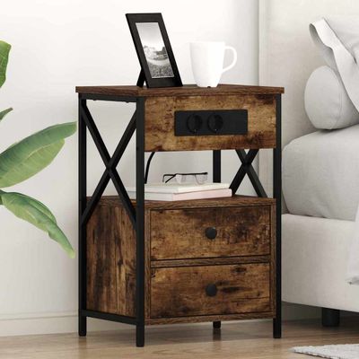 vidaXL Nočný stolík 2 pcs Dymová dub 40 x 31 x 60 cm Kompozitné drevo