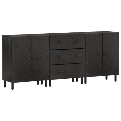vidaXL Príručné skrinky 3 ks, čierne 60x33x75 cm, mangový masív