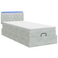 vidaXL Ottoman posteľ s matracom a LED Svetlosivá 100 x 200 cm Zamat